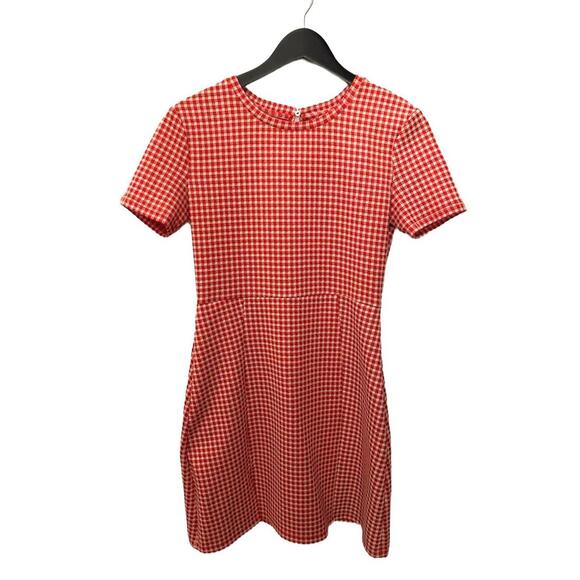 Zara Red/White Gingham Mini Dress Women's Medium - Picture 2 of 9